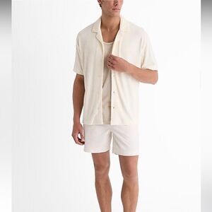 Men’s Tropical Etched Print Terry Short Sleeve Polo shirt  Button-Up